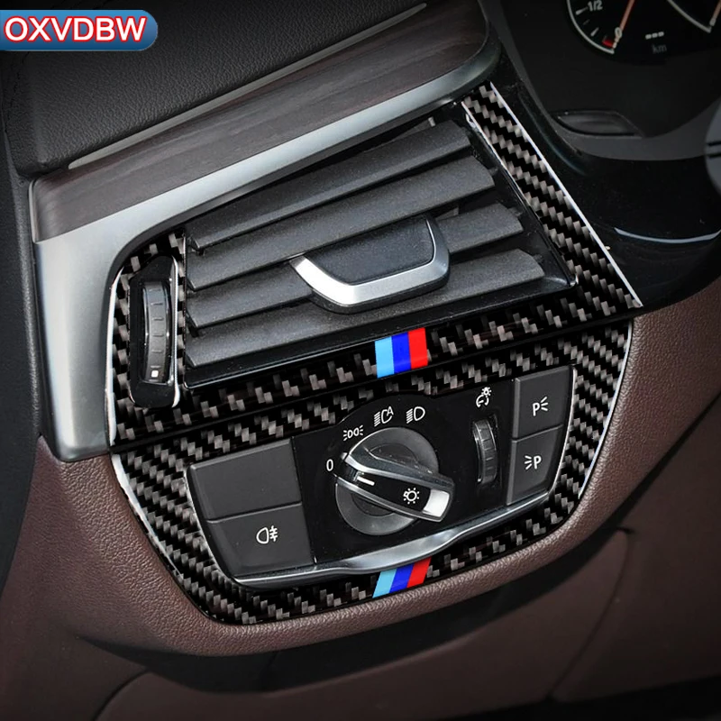 Въглеродни Влакна Интериор на Ключа на Фаровете Вентилационна Капак Завърши Стикер автоаксесоари За BMW Серия 5 G30 2018 Аксесоари За Полагане на Автомобили