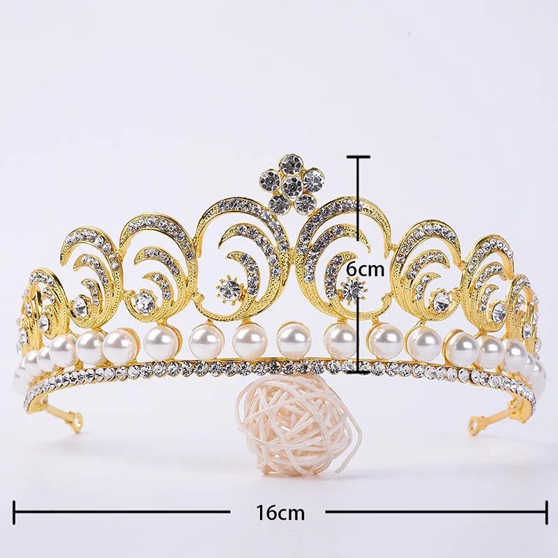 Голяма Европейска Принцеса Барокова Короната на Сватбени Аксесоари За Коса Перлена Диадема За Сватбени Декорации ДЕСЕТ
