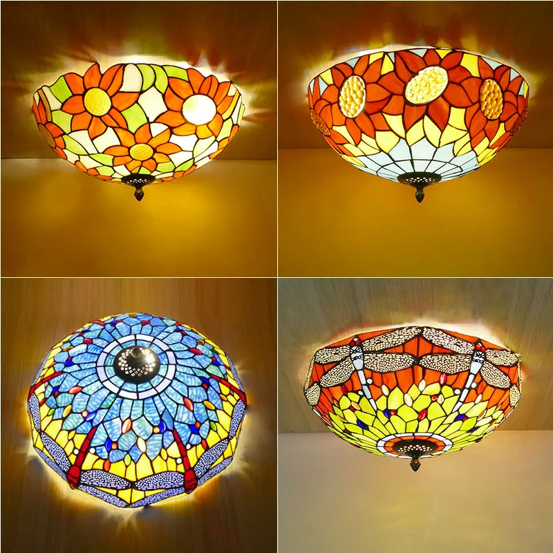 Градински СТЪКЛЕНА лампа за хол, спални, коридор, тераси, кръгла великолепна художествена лампа, европейската лампа