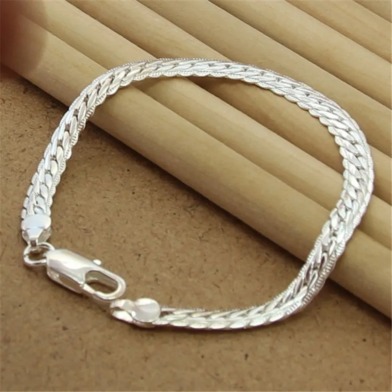 Гривна гривна змия 5ММ 925 сребро начина плосък за подарък бижута партията на Жените