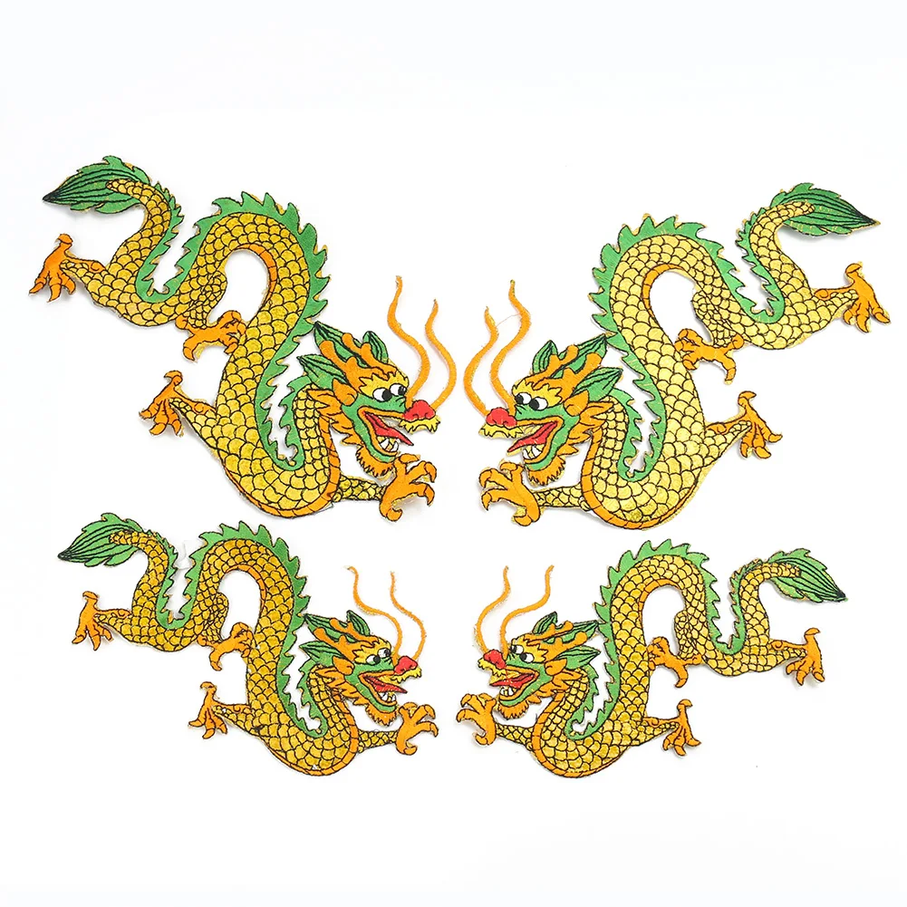 Двойка китайски Дракони, Бродерия Апликация на Митични Животни Брада Дракон Нокът Желязна Нашивка Тай-Чи Облекло за Шиене Декор