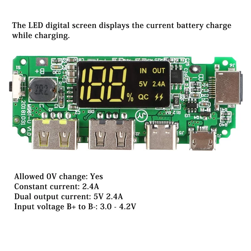 Двойна USB 5V 2.4 A 18650 Такса зарядно устройство за Защита от презареждането на късо Съединение