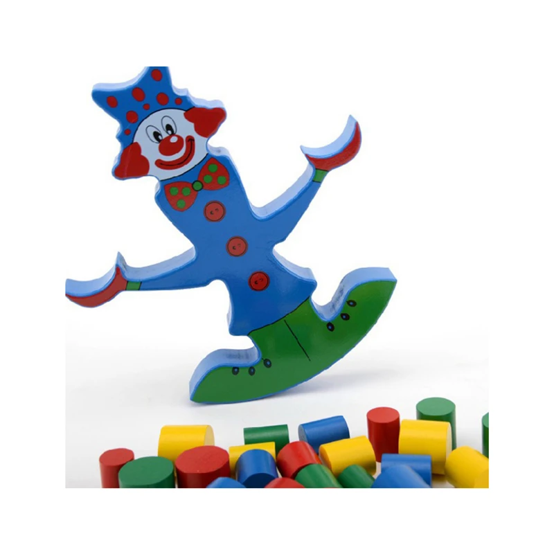 Детски Модел На Строителен Комплект Клоун Баланс Дървена Детска Играчка Детски Строителни Блокове Просвещение Развитие На Играчка Високо Качество На Нов