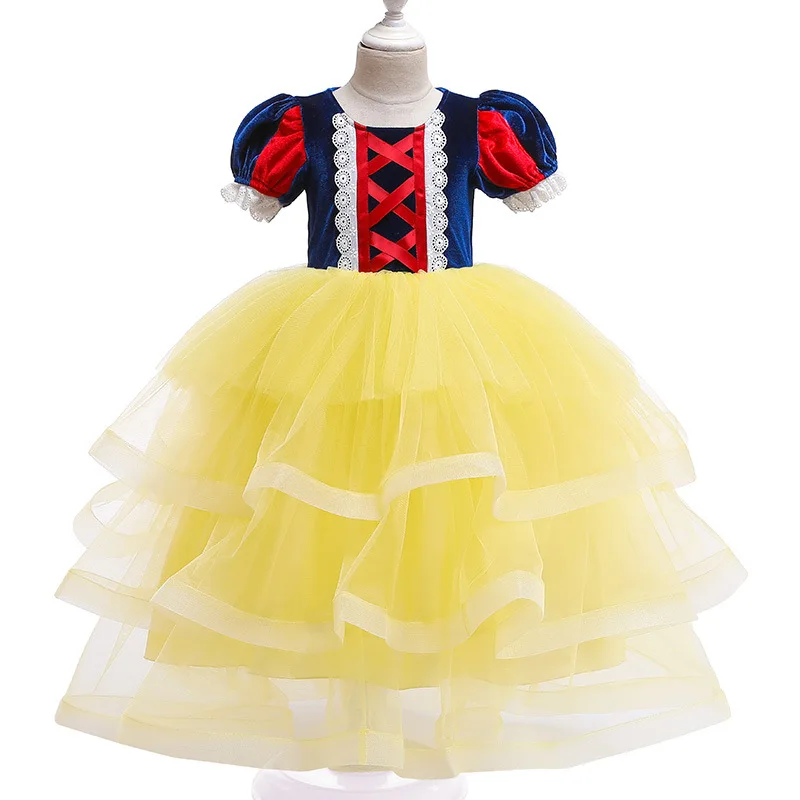 Детско помпезное облечи снежанка Многоярусное принцеса рокля бебешка рокля