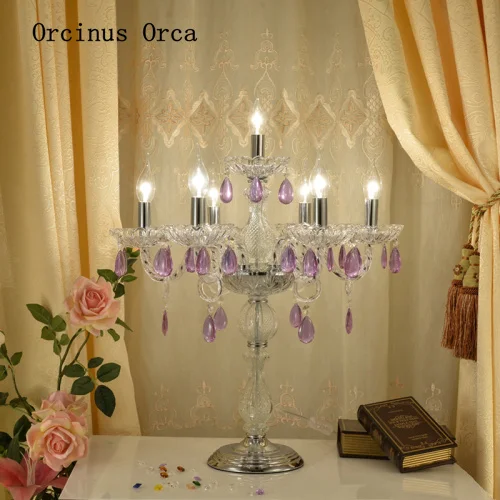 Европейската свещ кристален настолна лампа нощна лампа за спални проста модерна момиче ресторант романтична декоративна настолна лампа