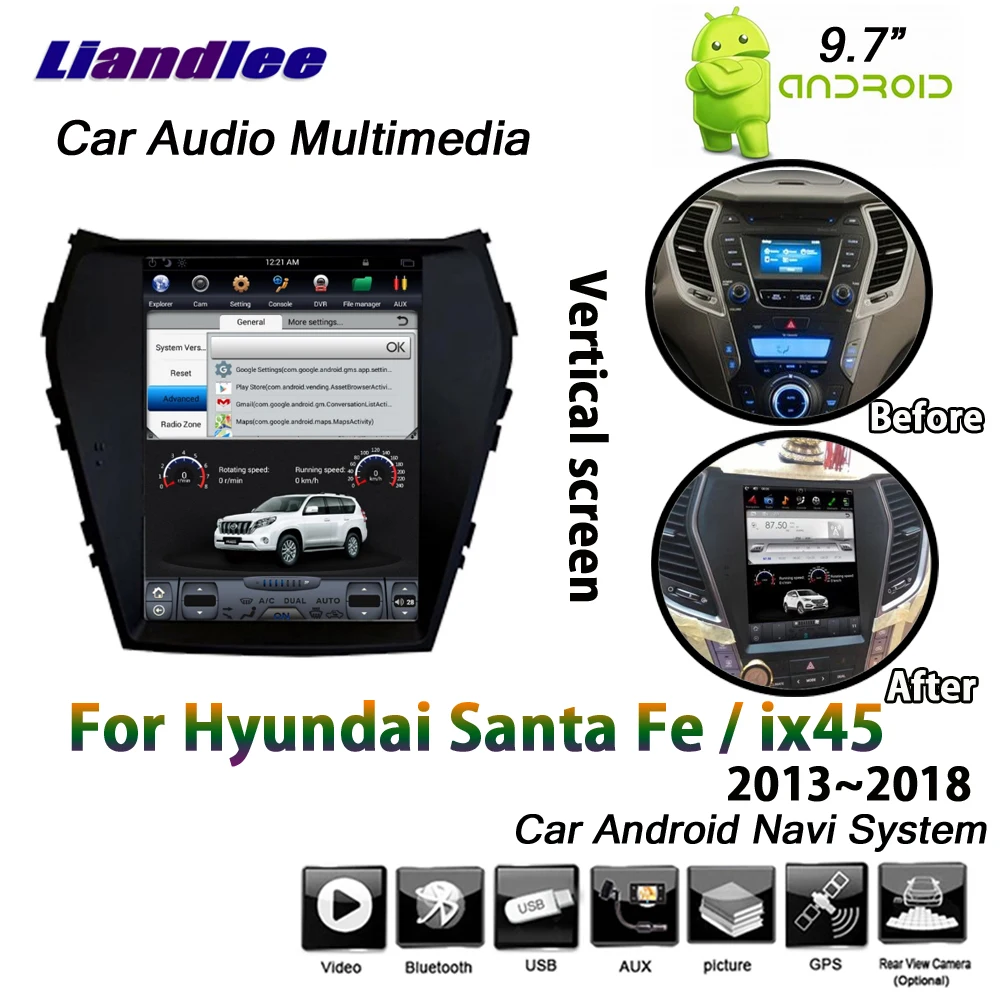За Hyundai Santa Fe/IX45 2013-2016 2017 2018 Android Мултимедийна Система за Радио Авто Вертикален Огледален Екран линк GPS Навигация