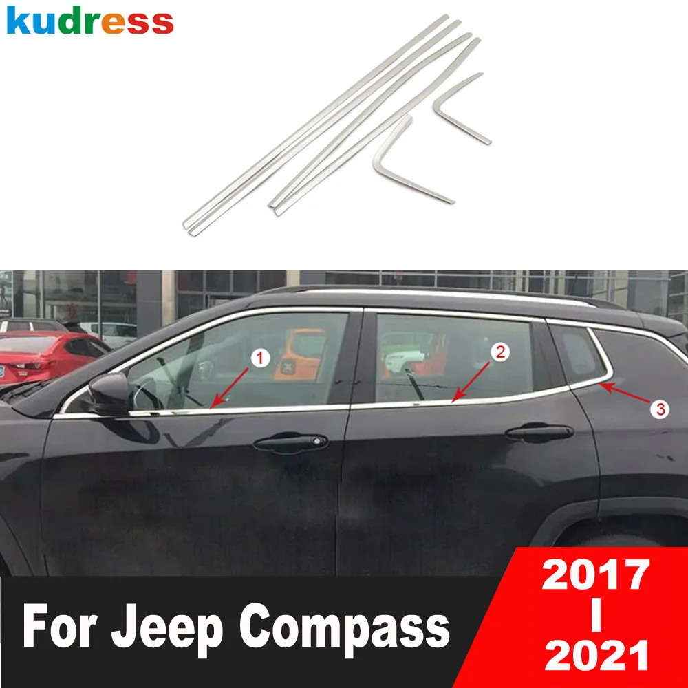 За Jeep Compass 2017 2018 2019 2020 2021 Неръждаема Долната Летва На Перваза На Прозореца Централните Стълбове Пост Формоване Ленти Автомобилни Аксесоари