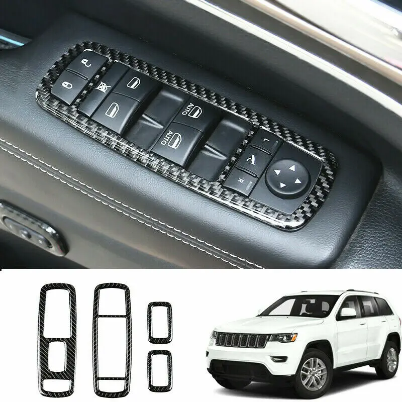 За Jeep Grand Cherokee 2014-2020 Покритие на Ключа Панел Стеклоподъемника на Колата е от Въглеродни Влакна