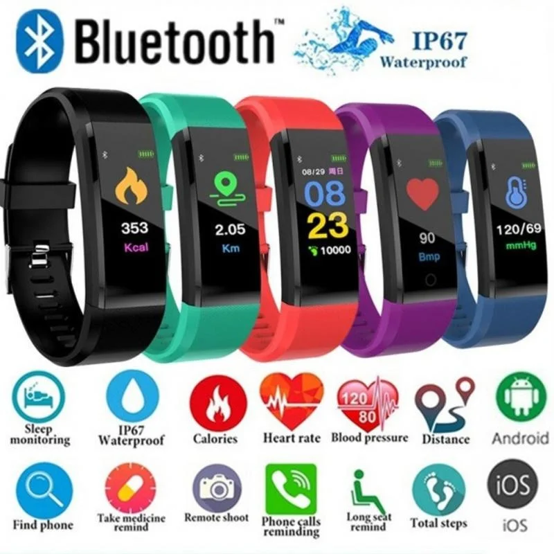 За Xiaomi/Huawei 115 Plus Smart-Часовници Мъжки Дамски Фитнес Тракер Наблюдение На Сърдечната Честота Следи Кръвното Налягане Спортни Водоустойчив Умен Часовник
