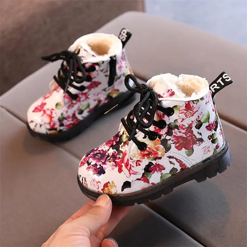 Зимни къси ботуши за момичета 2021 година, Корейската версия, Памук ботуши с Малко цвете за момичета, Детски Зимни обувки