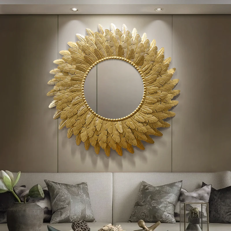 Златното Голямо Декоративно Огледало За Грим Монтиране на Кръгъл За Баня нарушения на сърдечния Естетически Огледало За Душата Деко Монтиране на Украса на Дома YX50DM