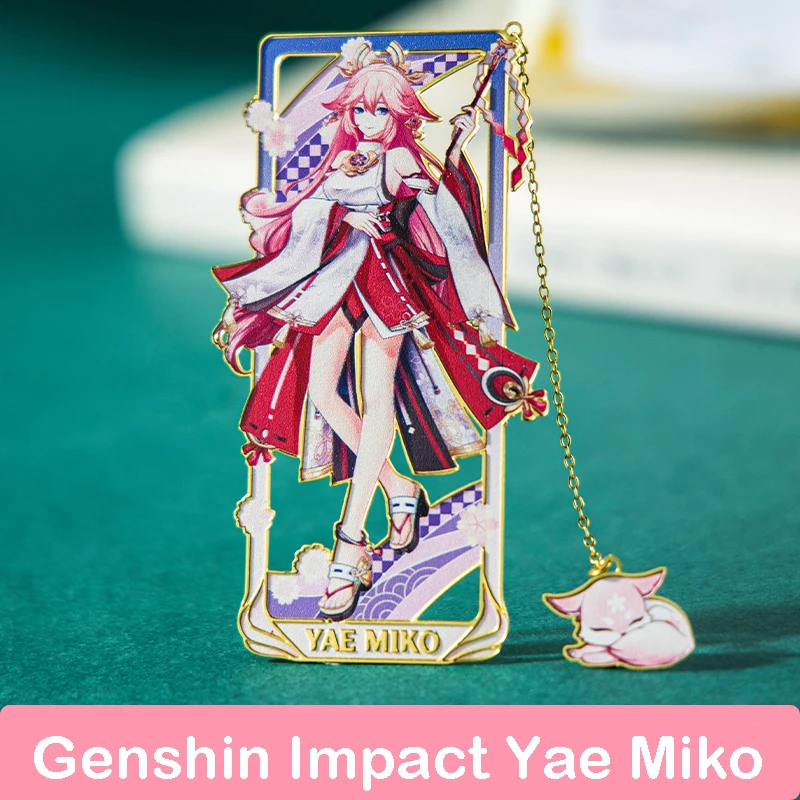 Играта Genshin Impact Yae Miko Fox Метални Маркери За Спомен Выдалбливают Четката Висулка Аниме Декор Колекция Cosplay Коледен Подарък