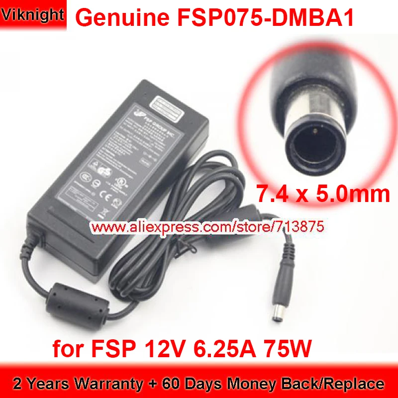Истински FSP 12V 6.25 A 75 W конектор 7,4x5,0 мм, без контакт за зарядно устройство FSP075-DMBA1 за Lsi SAS6160 16-PORT-24GB-S-SAS-SWITCH