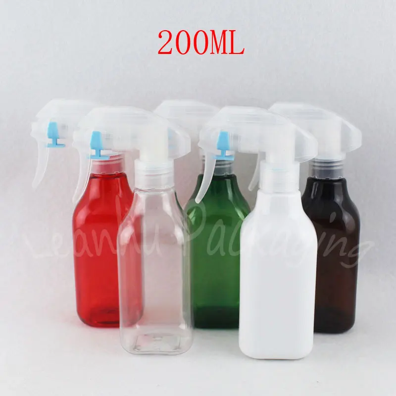 Квадратна пластмасова бутилка с обем от 200 мл с начална распылительным помпа, празен Козметични контейнер 200 cc, грим вода за грим / Тонер