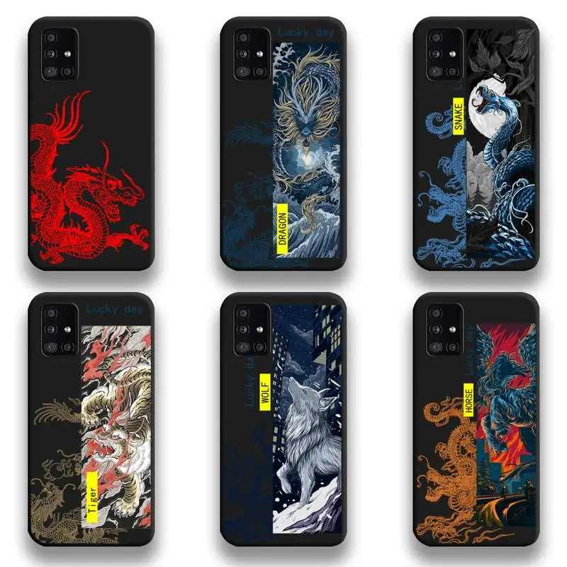 Китайски стил дракон, тигър, вълк Калъф За телефон Samsung Galaxy A52 A21S A02S A31 A12 A81 A10 A20E A30 A40 A50 A70 A80 A71 A51 5G