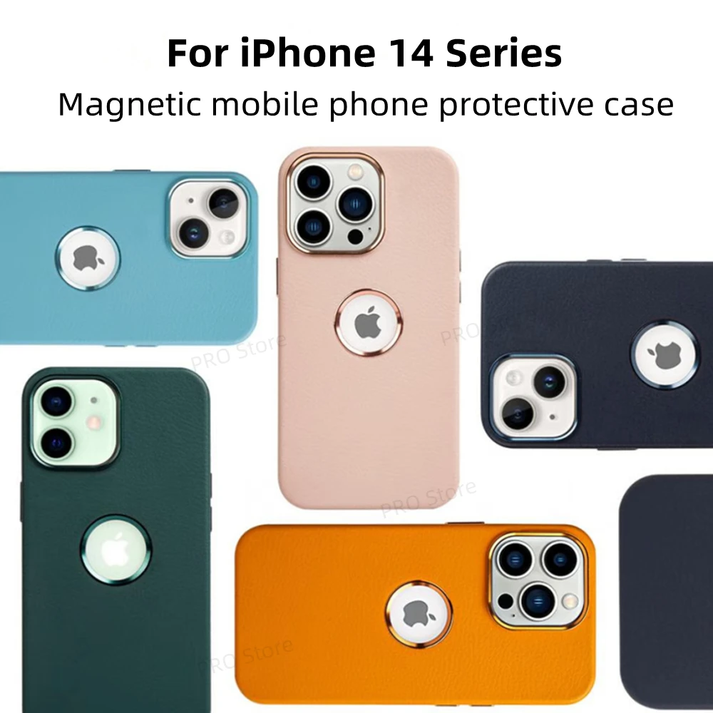 Кожен Калъф с Калъф Magsafe за iPhone 14 Pro Max/14 Плюс Case 14Pro Безжична Зареждане на Магнитни Седалките Аксесоари