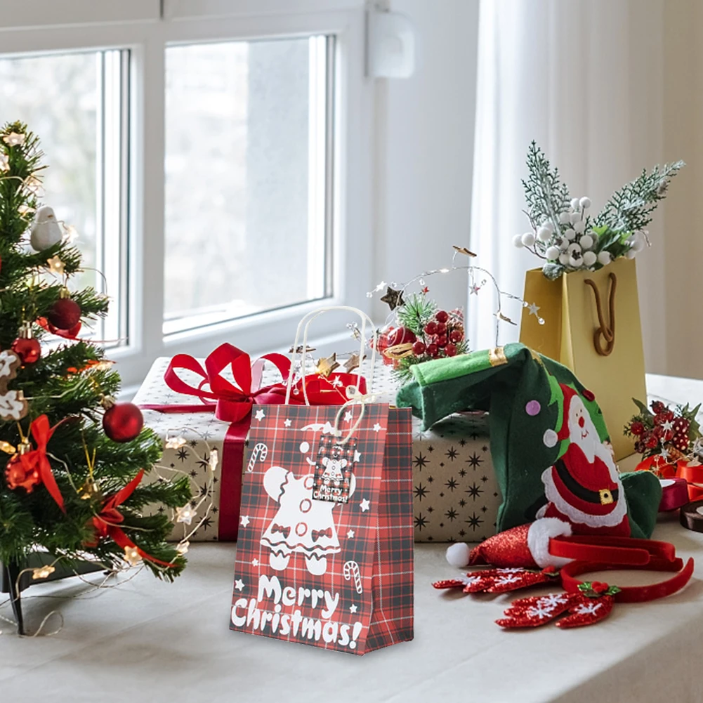 Коледа 12 бр./компл. Опаковане на Подарък Пакети Бисквити Кифла Крафт Хартия Чанта За Съхранение на Дядо Коледа Празничните Аксесоари за Приятели и Роднини