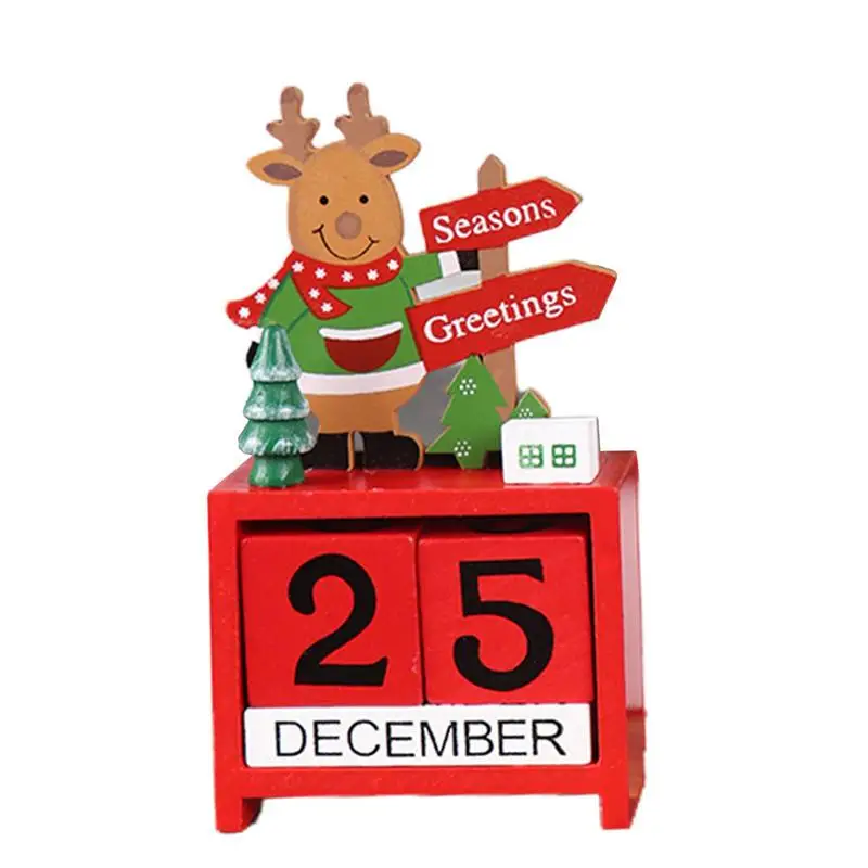 Коледен Обратното Броене Дървени Блокове Дядо Коледа Е Коледен Дървена Обратното Броене Адвент Календар Блокове Коледна Украса На Офис
