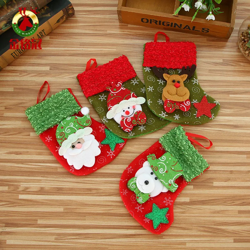 Коледна украса на Коледни висулки Бонбони чанти Чорапи висящите декорации, Малки снежинки, Коледни чорапи, Коледни чорапи