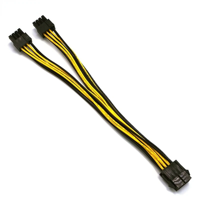 Компютърен графичен процесор PCIe, 8-пинов Конектор за две 2X 8-пинов (6 + 2) Съединители на PCI Express Адаптер за захранване Сплетен Y-Сплитер Удлинительный кабел 20 см