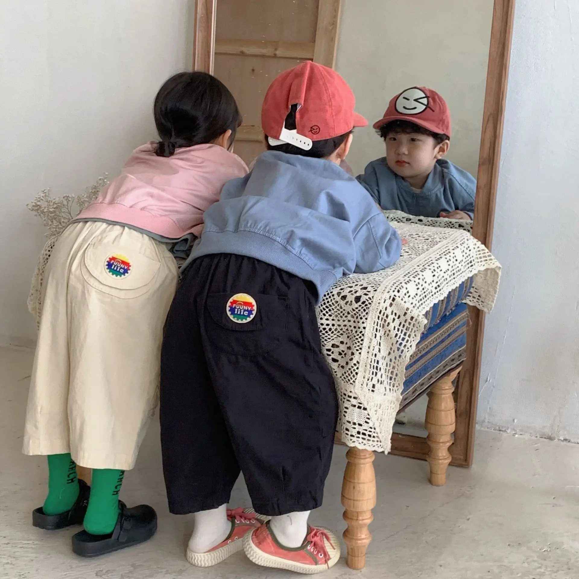 Корейската свободна памучен дрехи за момичета, детски широки Панталони, Новост 2022 година, пролетно-есенни детски ежедневни панталони в западен стил за момчета