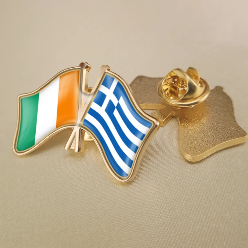 Кот-д ' Ивоар и Гърция Кръстосани Двойни Знамена Приятелство Игли за Ревери Брошки Икони