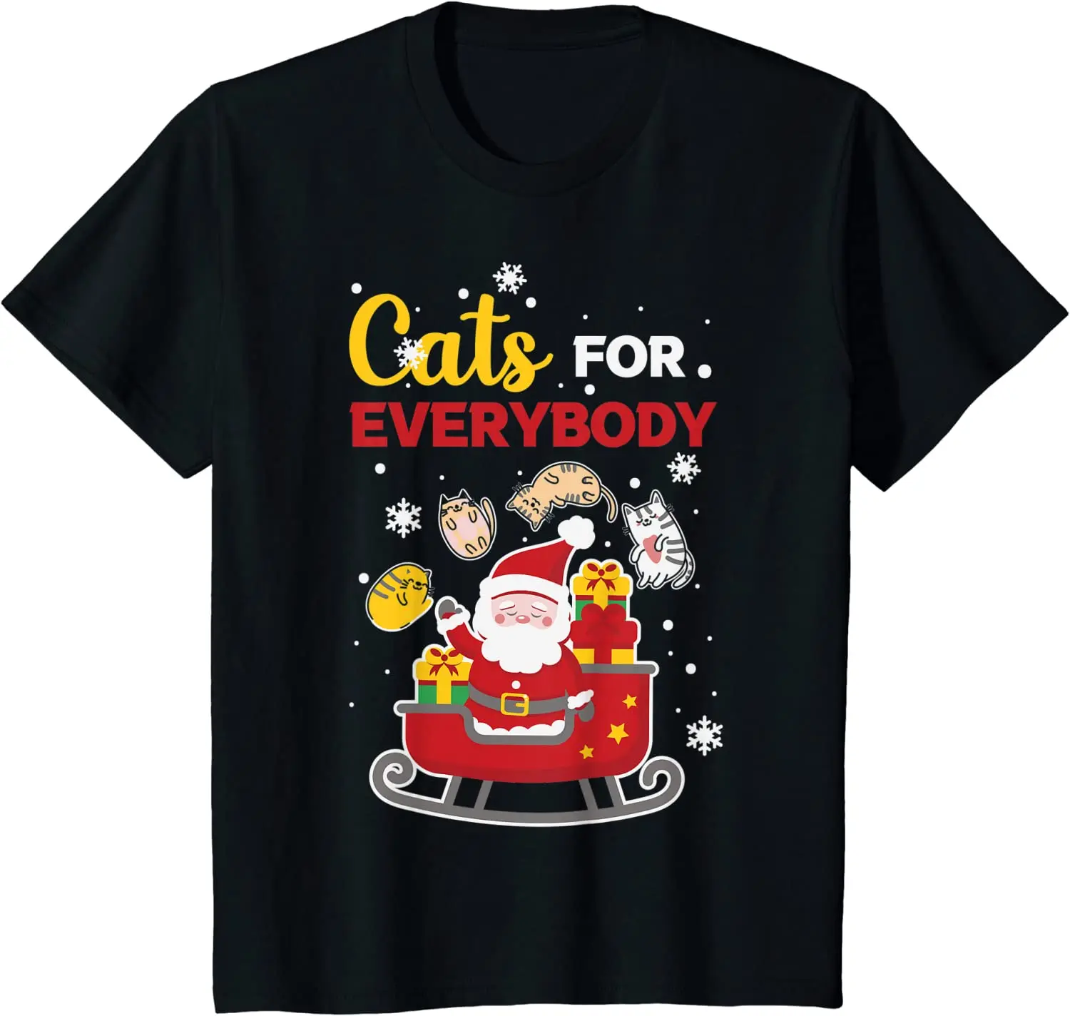 Котки за всички Коледна Котка Забавна Коледна Женска Тениска с Дядо Коледа