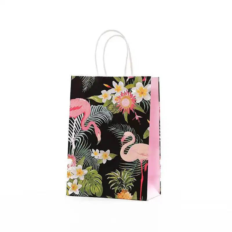 Креативна Чанта-голяма пазарска чанта Фламинго Празнични Покупки Крафт Хартиена торба За Съхранение на Дрехи Опаковане на Подарък Пакети