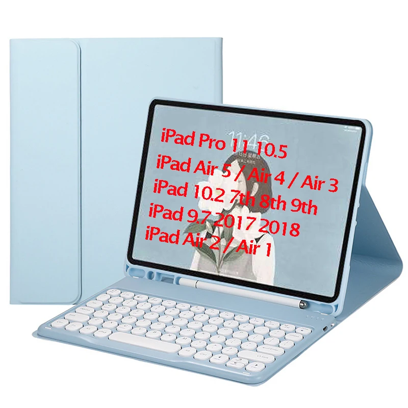 Кръгла капачка Клавиатура за iPad Air 4 5 3 2 Калъф Funda с един Слот за Молив Калъф за iPad Pro 10 10,5 11 2021 10,2 7-та и 8-та 5-та 6-та 9,7