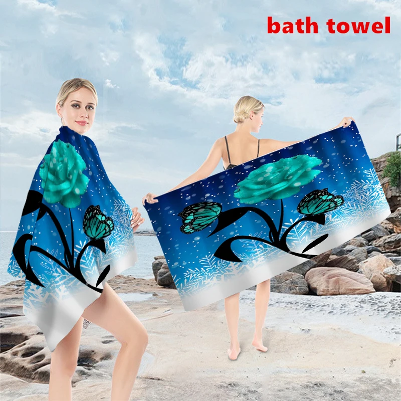 Кърпи За Баня 3D Печат Бързосъхнеща Мути-функционално Плажна Кърпа Плуване Къмпинг Йога Пухени Постелки Възглавница