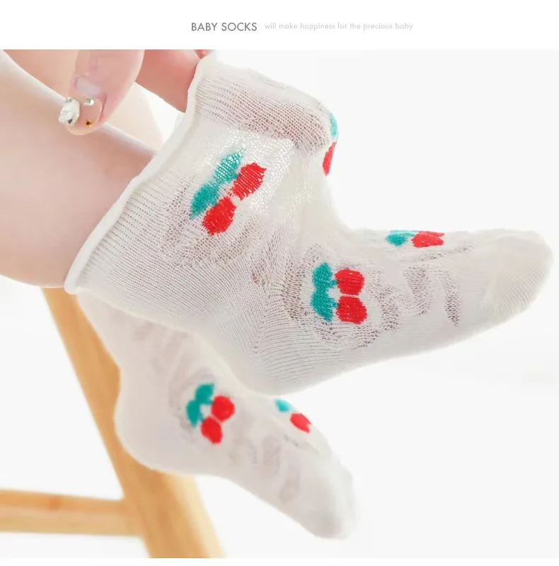 Летни детски сладки кухи Меки Памучни чорапи, тънки дишащи мрежести чорапи за деца и момичета, аксесоари в стил 