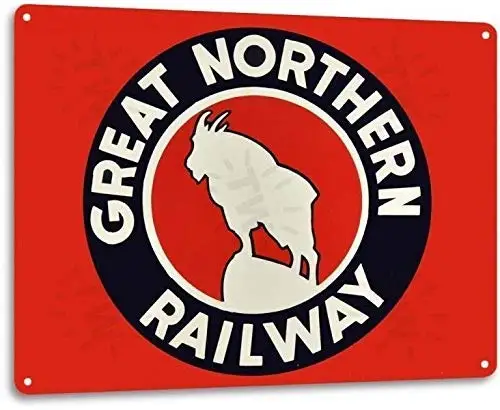 Логото на Голямата Северна Железопътна Влак на железопътен Ретро Стенен Арт Декор Метална Лидице Знак 8x12 см