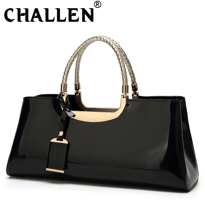 Луксозна класическа Дизайнерски модни Проста дива чанта-месинджър от лачена кожа, чанта през рамо, женствена чанта B44-11