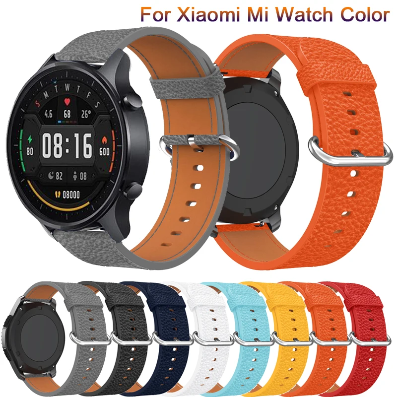 Луксозна кожена каишка За Xiaomi Mi Watch Цветен каишка за часовник гривна Correa за Galaxy Watch 46 мм / Amazfit GTR 2д гривна каишка