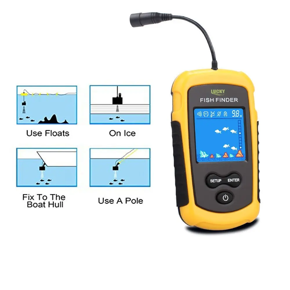 Лъки FFC1108-1 Портативен сонар, По-Дълбок Рыболокатор 100 М риболовна Аларма Водоустойчив Здрава TN/Анти-UV цветен LCD дисплей BG BG