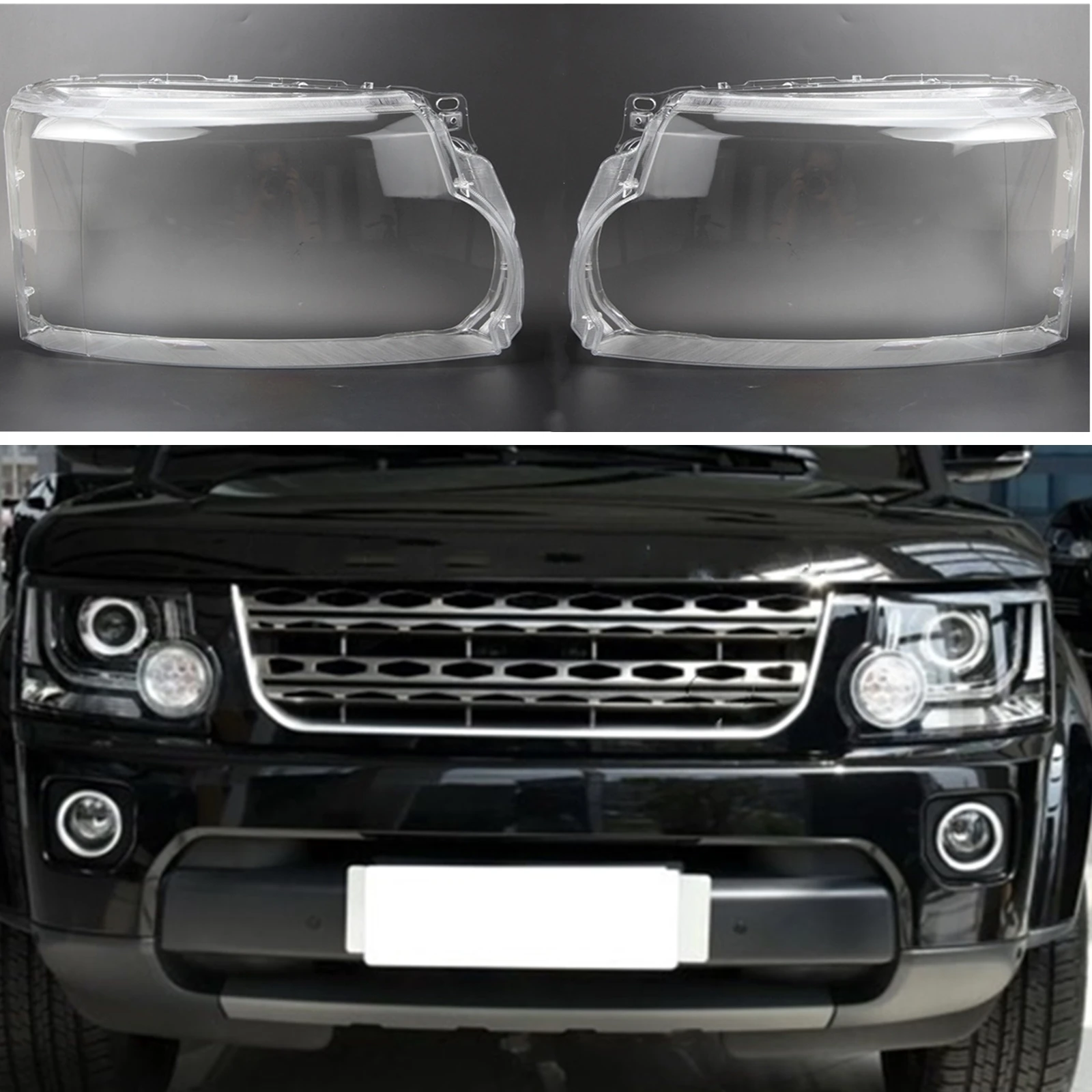 Ляв и Десен Капак на Обектива Светлини Прозрачен Капак Лампи Отпред на Светлината на Кутията фарове Калъф За Land Rover Discovery 4 2014-2016