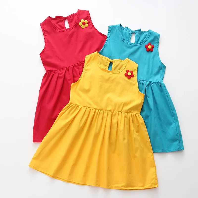 Лятна рокля за момичета, 3, 4, 5, 6 години, Без Ръкави, с Аппликацией за Деца, с Цветен Модел в корейски Стил, Ежедневни Плиссированная Модни Празнична Дрехи За Деца