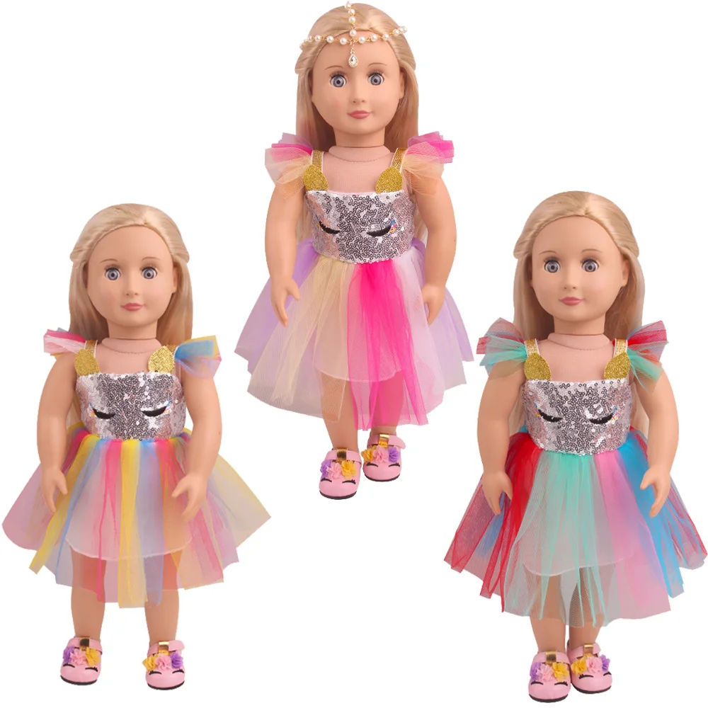 Лятото Пенливи Прекрасно Газово Рокля за Американската Кукла 18 инча и 43 см Reborn Baby САМ Подарък Безплатна Доставка C833