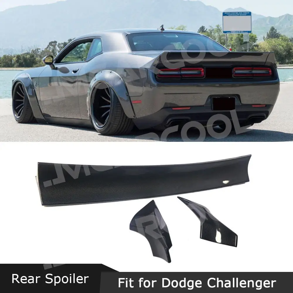 Материал от въглеродни влакна Заден спойлер FRP Неокрашенный Черен Автомобил Украса на Автомобил, Подходящи за Dodge Challenger LB Стил 2015 +