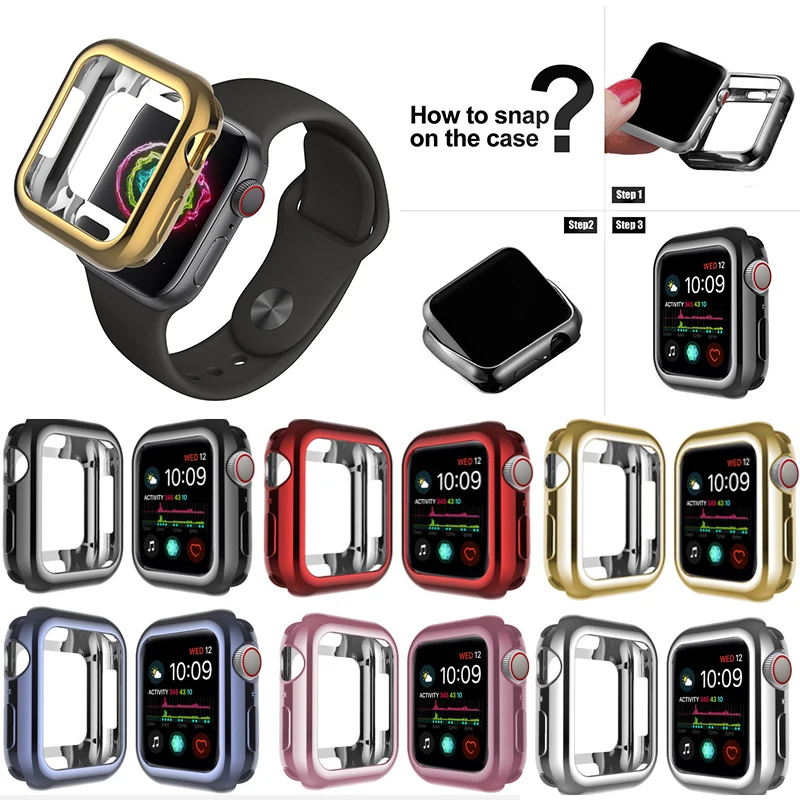 Мек Калъф от TPU За Apple Watch Case 40 мм 44 мм Пълно Защитно покритие Рамка Броня За iWatch Series 5 4 Watch Shell Skin