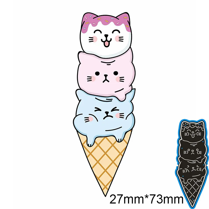 Метални стоманени Режещи Печати За сладолед котка топка САМ Scrapbooking Фотоалбум Полагане на хартиени Картички 27*73 мм