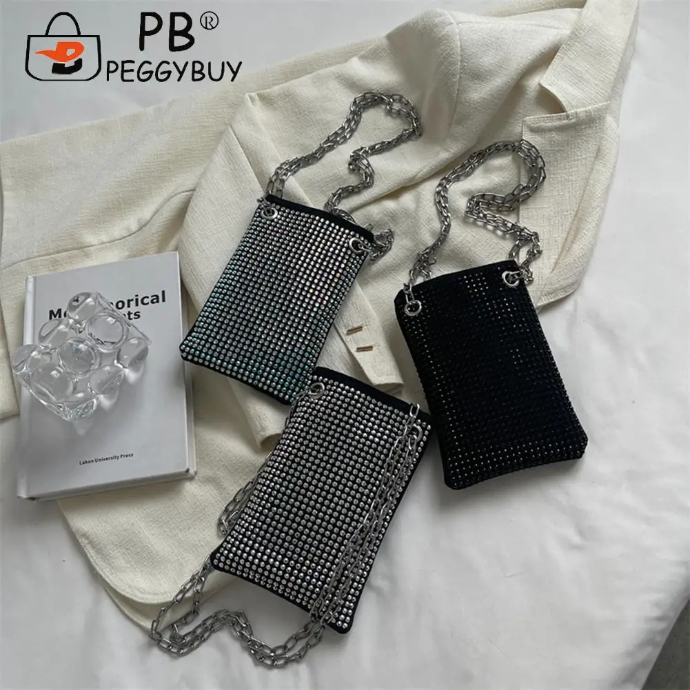 Мода Диаманти Планински Кристал Crossbody Чанта Дамски Bling Телефон Верига Калъф за Жени, Подарък за Рожден Ден