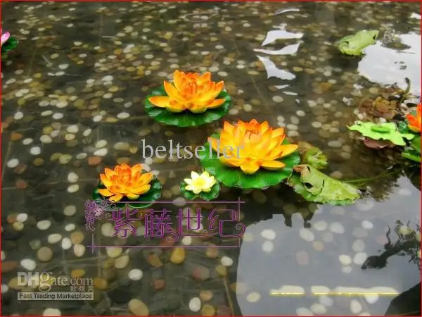 Моделиране на Цветя Изкуствена Коприна Лотос, плаващ вода Домашна градина аквариум Декор 50 бр.