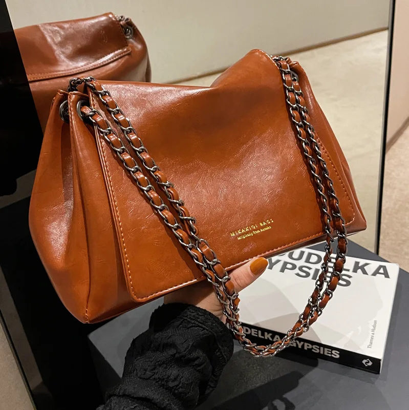 Модерна дамска Чанта На Рамото на Веригата, по-голямата голям Дамска чанта-месинджър, брандираната дизайнерска Дамска чанта bolsa от изкуствена кожа, Чанти за междуградски пътувания