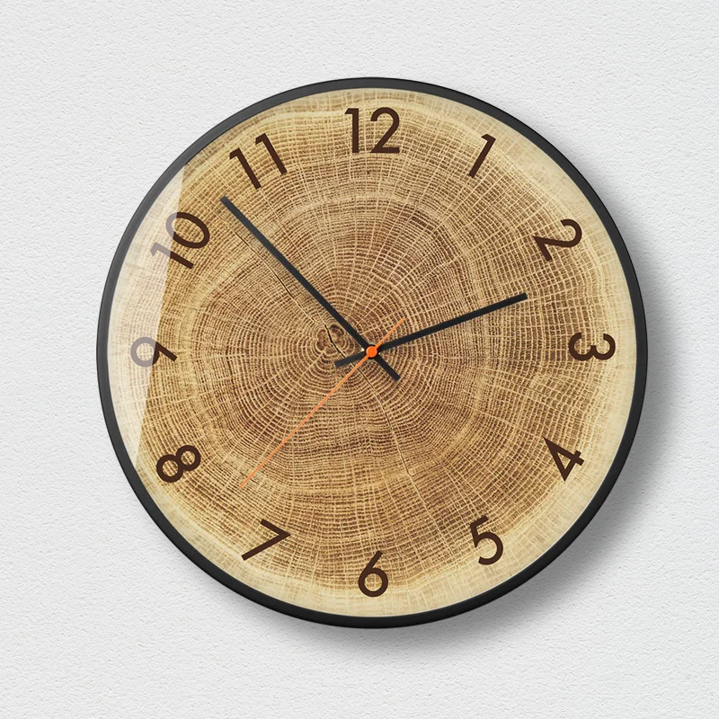 Модерни прости безшумни кварцов часовник творчески кръг стенни часовници часовници за спални дървени стенни часовници декорация на всекидневна