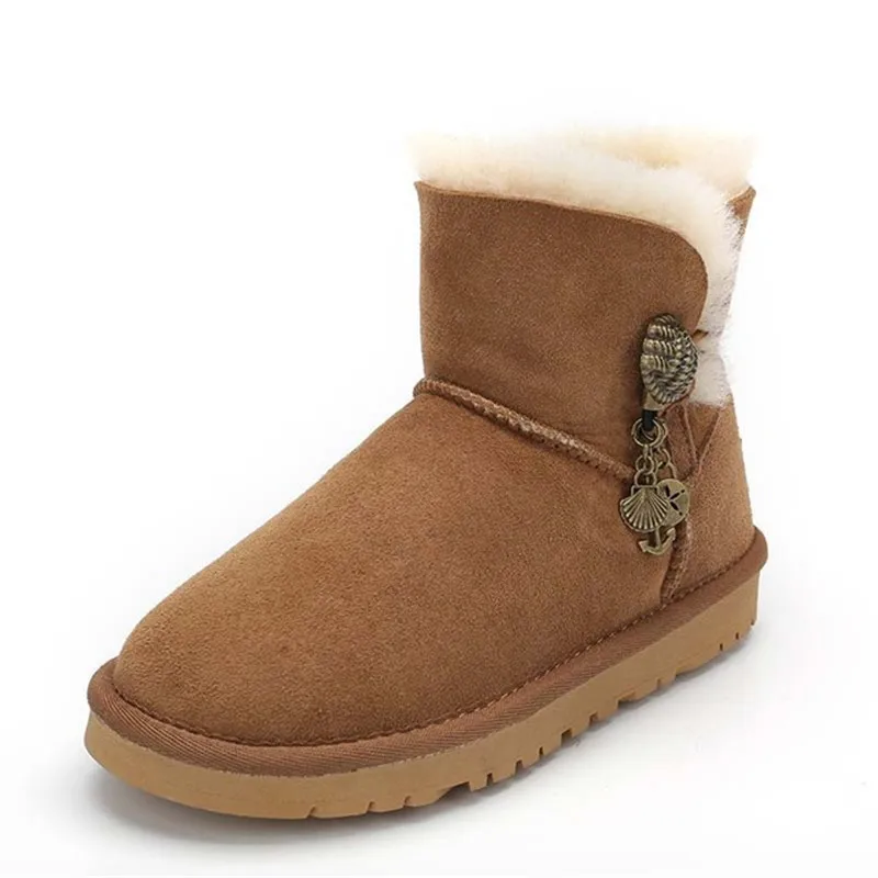 Модни Дамски обувки, Новост 2022 г., Дамски Зимни обувки от естествена овча кожа, дамски зимни класически Зимни Обувки от естествена овча кожа
