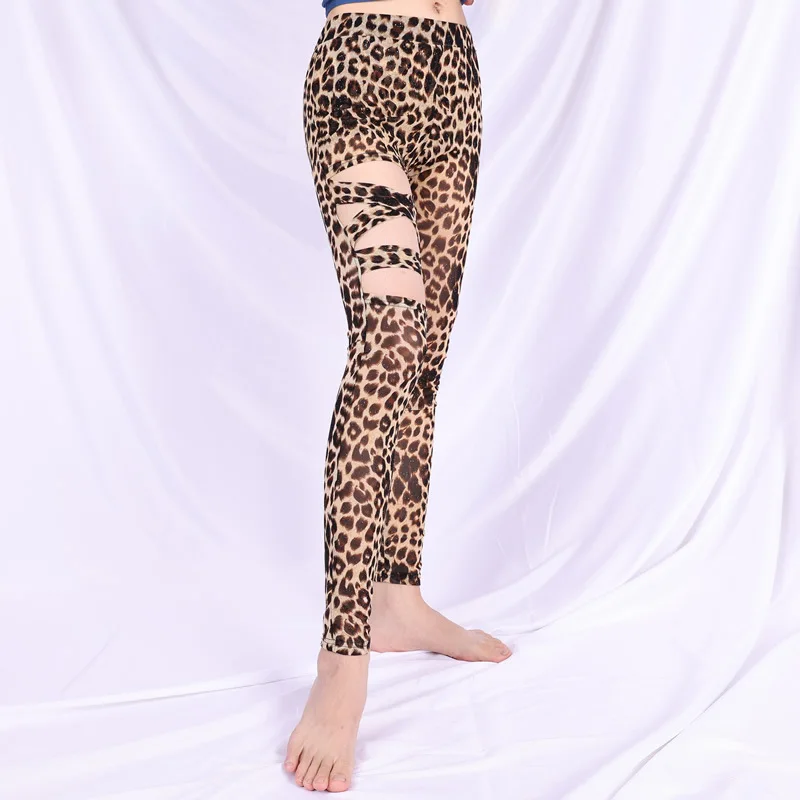 Модни Леопардовые Панталони За Денс Урок Носенето На Леггинсов Дълги Спортни Панталони Лято