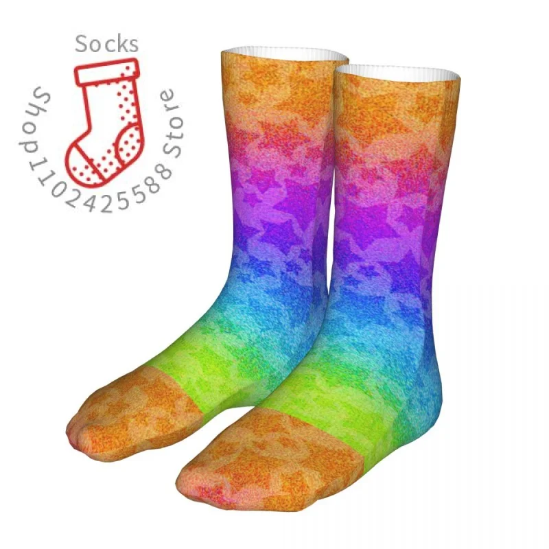 Модни Чорапи, Мъжки Мъжки, Дамски Ежедневни Чорапи С Дъгова Звезда, ЛГБТ-pride, Висококачествени Чорапи, Четырехсезонные универсални