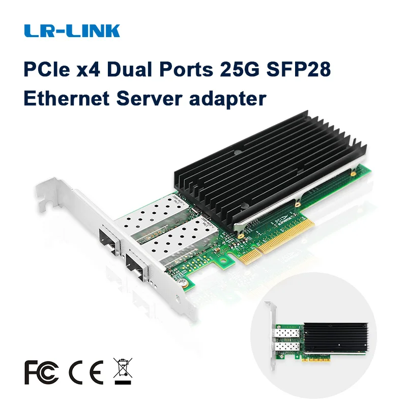 Мрежова карта LR-LINK 1001PF-2SFP28 25 Gb, Оптичен адаптер Ethernet, двоен мрежов адаптер PCI-Express на Intel XXV710