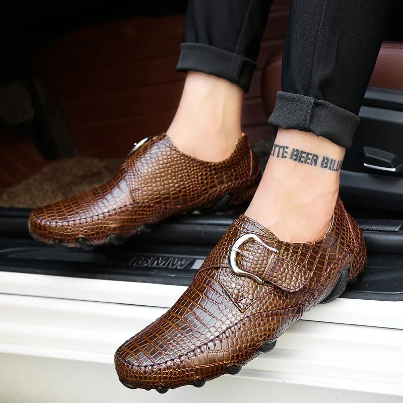 Мъжки Ежедневни градинска Обувки от естествена кожа, луксозна лоферы от крокодилска кожа За релаксация, Мокасини ръчно работы12430-S12434 Dn